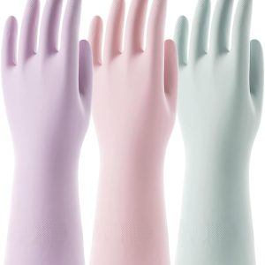 3 Pairs Colorful Non-slip Dish Gloves