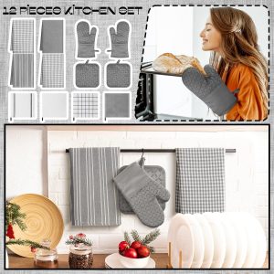 12pc Kitchen Towel & Oven Mitt Set