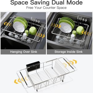 Over-Sink Expandable Dish Drying Rack