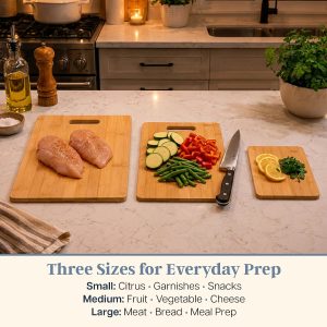 3-Piece Reversible Bamboo Cutting Board Set